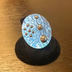 Extra Large Textured Circle 925 Sterling Silver Ring